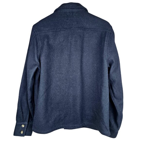 Lucky Brand Mens Wool Jacket Shacket Button Front & Pockets Medium Navy Blue - Picture 2 of 5